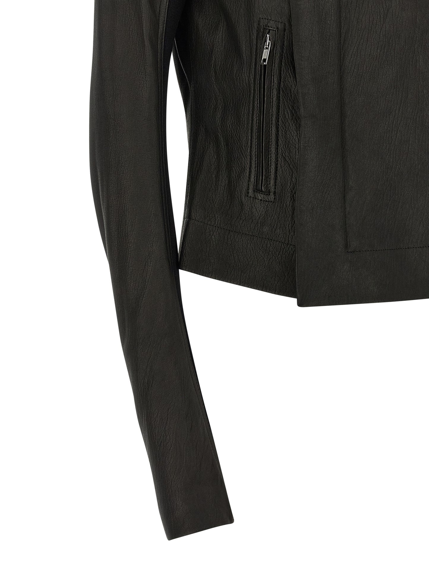 Rick Owens Schwarze Lammlederjacke