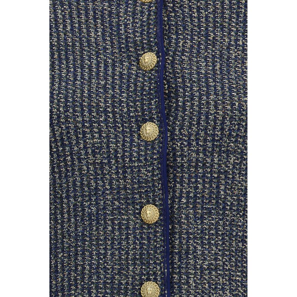 Balmain Blauer Strickjacke aus Polyamid