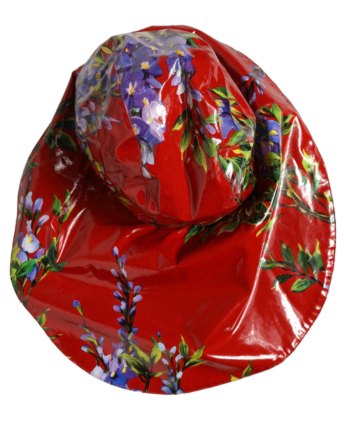 Dolce & Gabbana Red Cotton Bucket Hat with Wisteria Floral Print