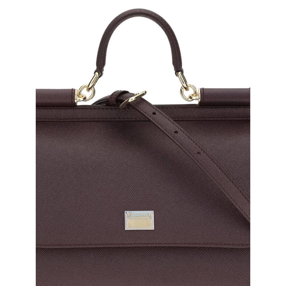Dolce & Gabbana Burgundy Calf Leather Bos Taurus Handbag