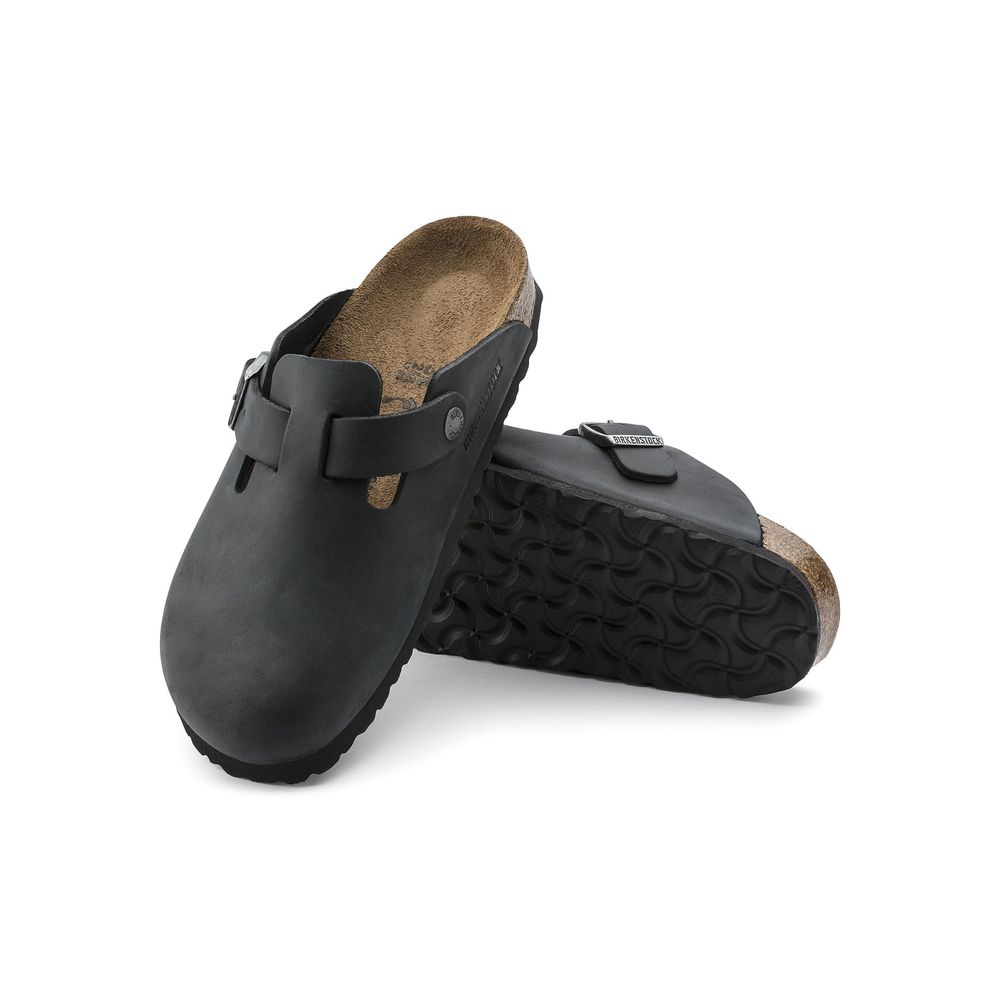 Birkenstock Boston Black Birko-Flor Clogs