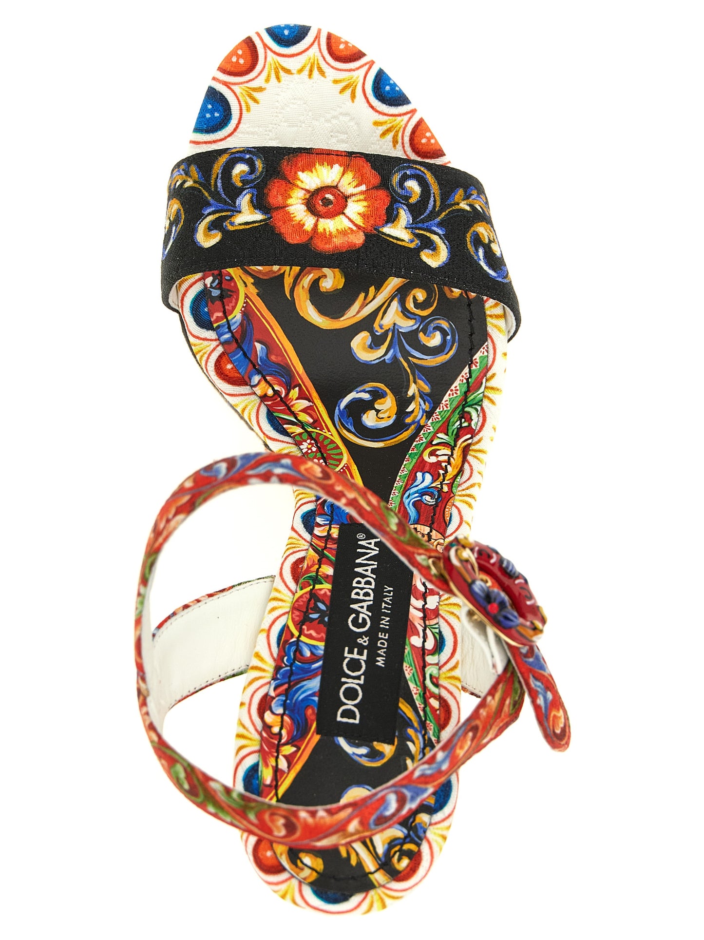Dolce & Gabbana Keilabsatz-Sandalen aus Viskose in Multicolor