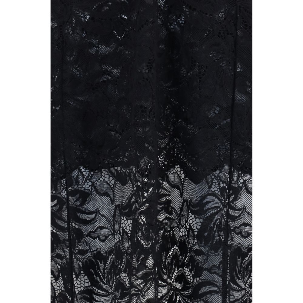 Rabanne Schwarzes Polyamid-Maxikleid