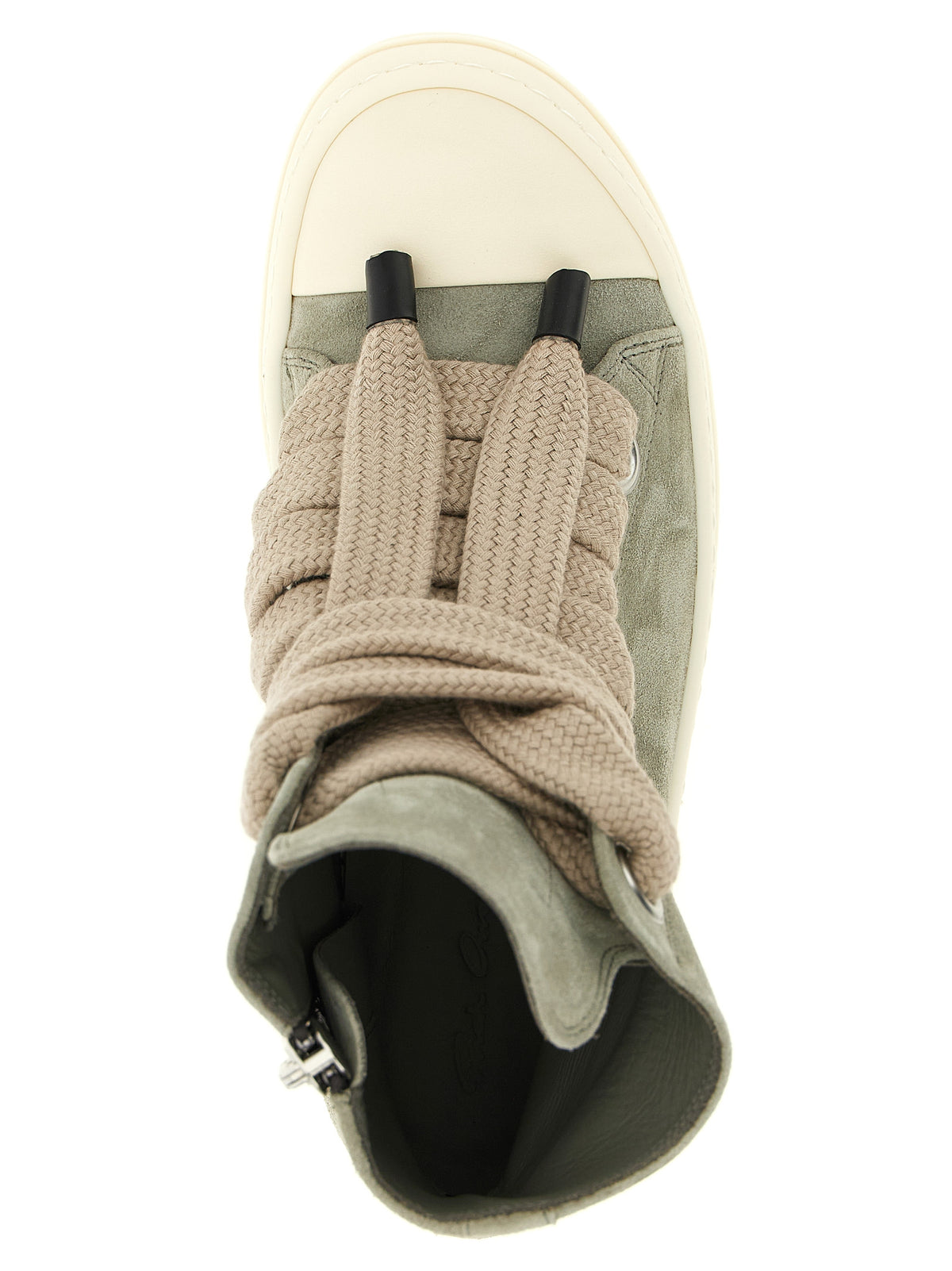 Rick Owens Two-Tone Calfskin High-Top Sneakers