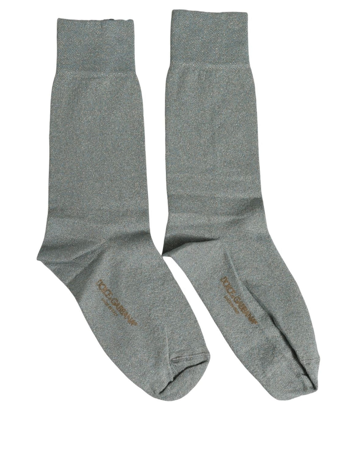 Dolce & Gabbana Grey Viscose Logo Mid-Calf Socks