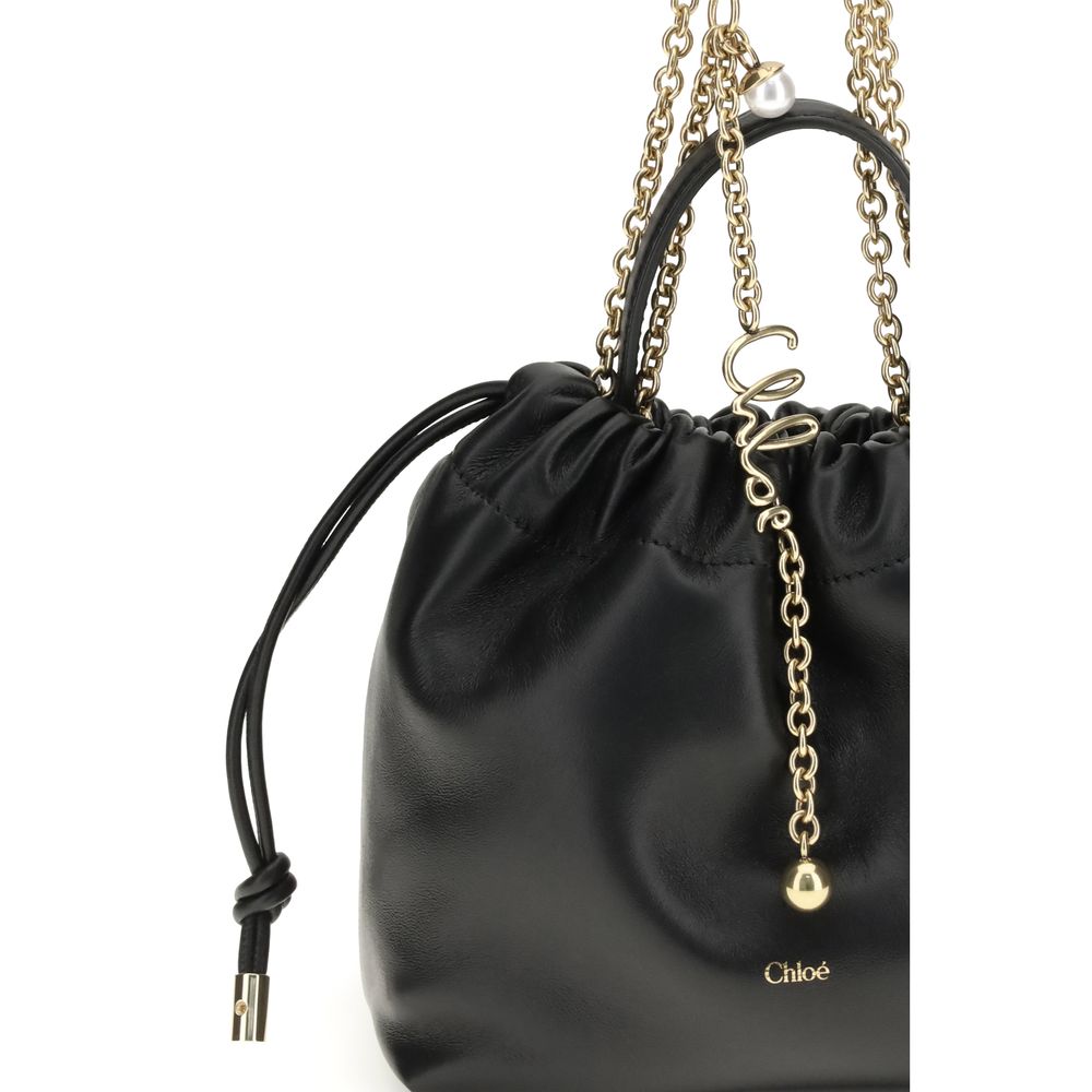 Chloé Schwarze Bos Taurus Kalbsleder Schultertasche