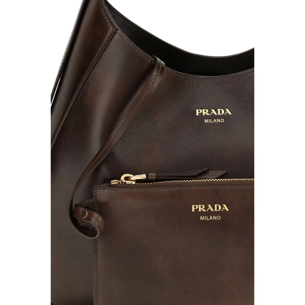 Prada Brown Calfskin Shoulder Bag
