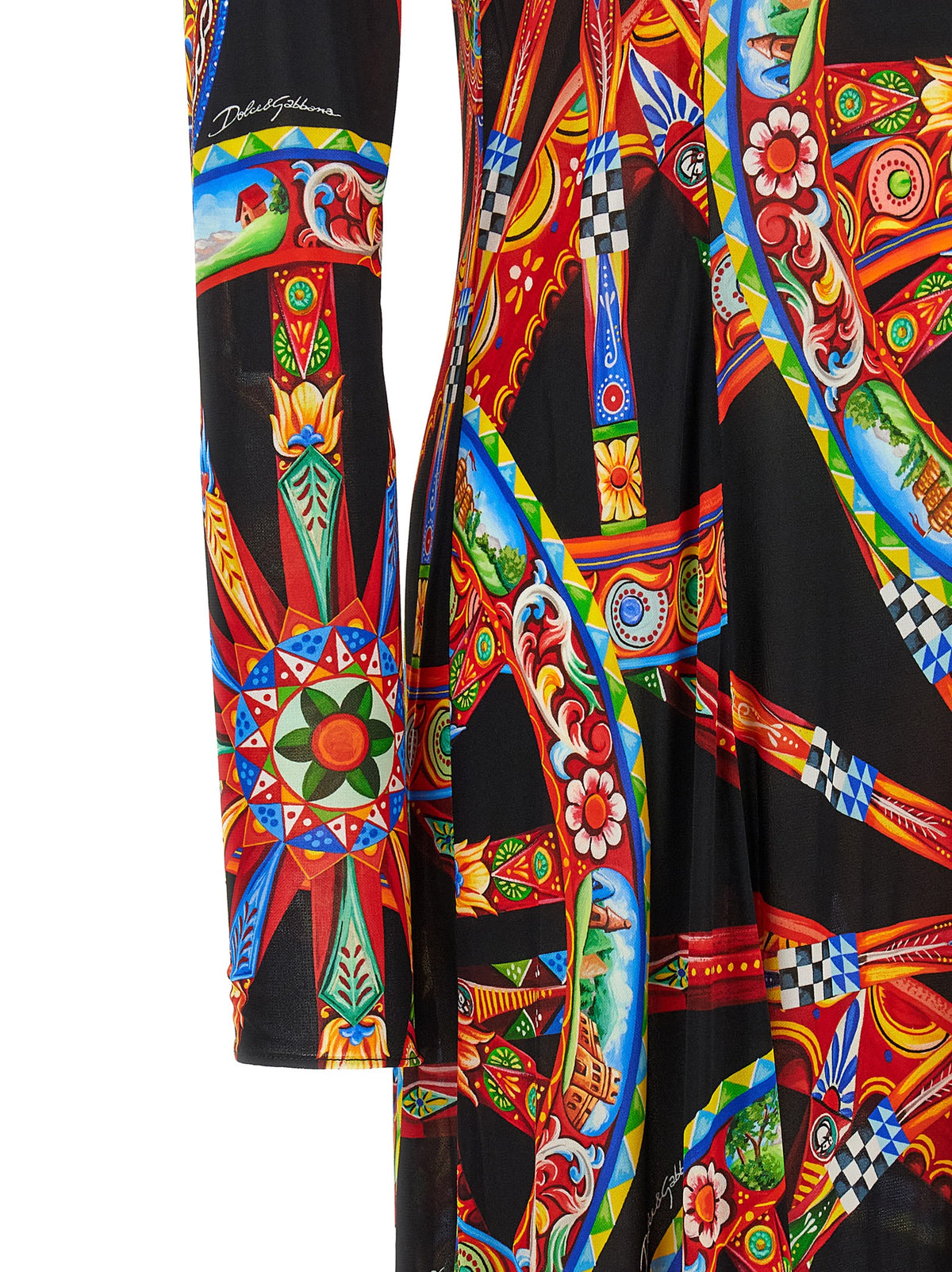 Dolce & Gabbana Mehrfarbiges Carretto Viskose-Maxikleid