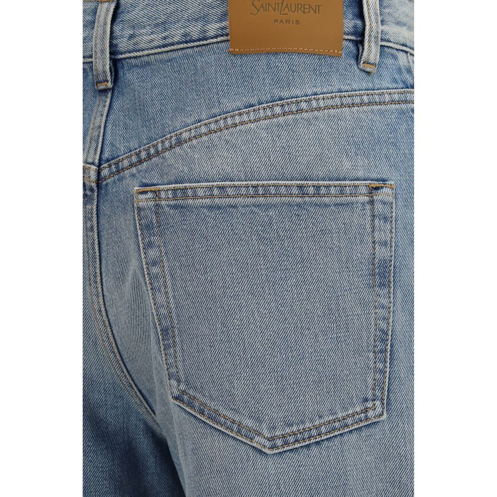 Saint Laurent Blaue High-Waist Jeans aus Baumwolle – Ansicht 3 | Arca Lucia
