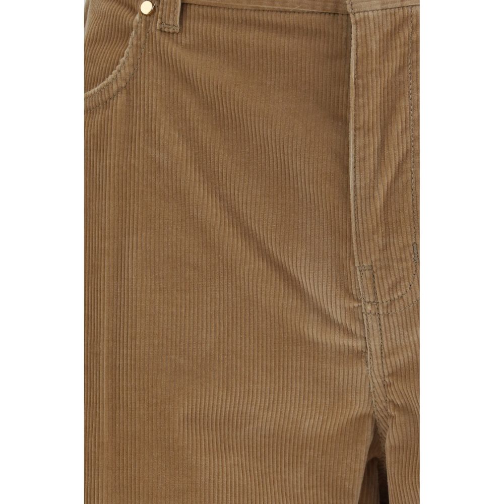 Max Mara Pantaloni Casual Marroni in Cotone