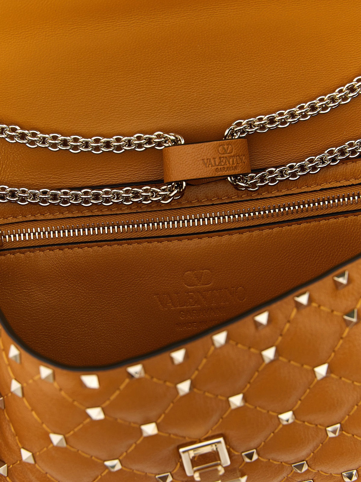 Valentino Garavani Rockstud Spike Orange Leder-Crossbody-Tasche