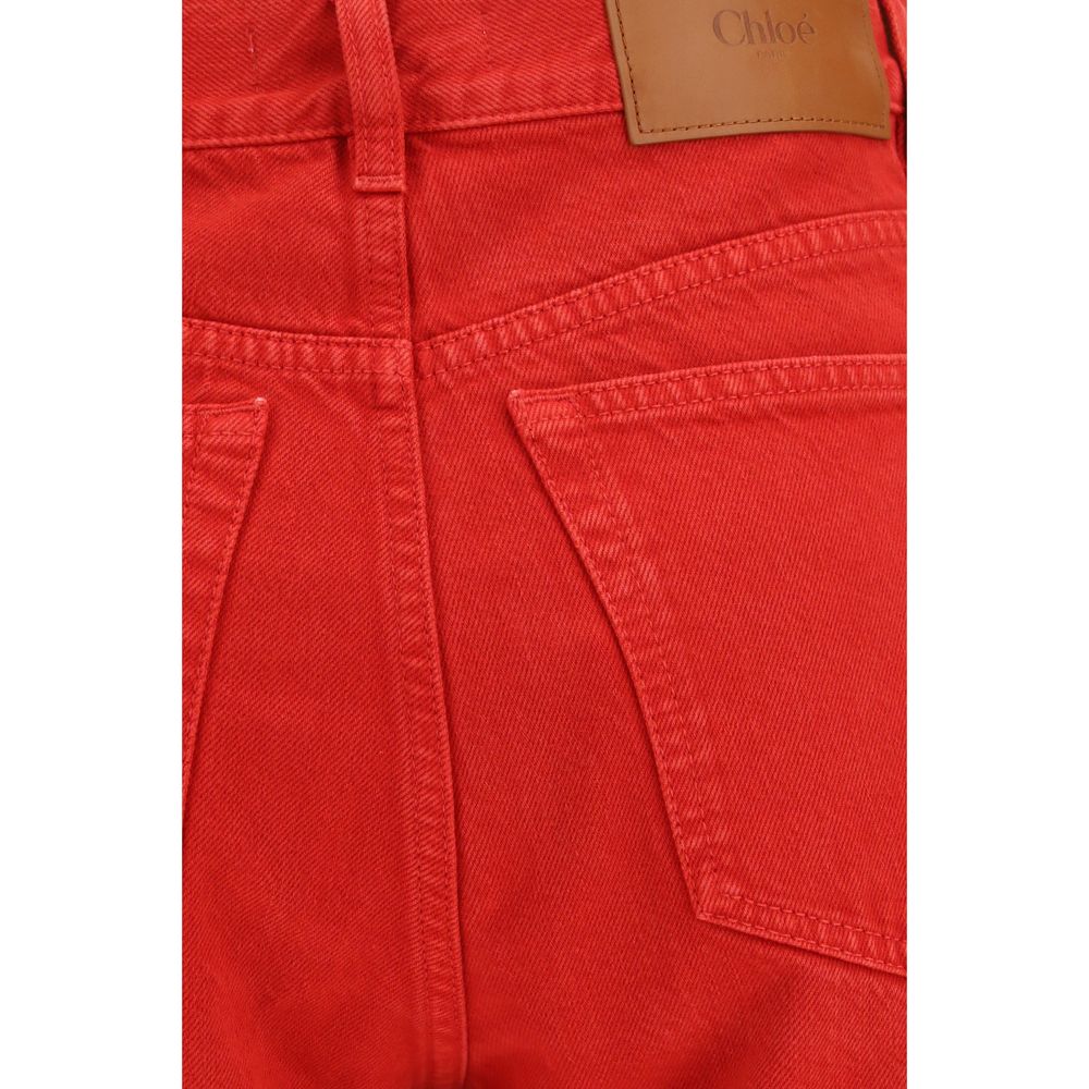 Chloé Hose aus Leder in Rot
