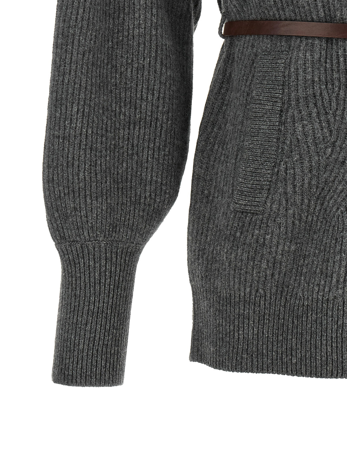 Brunello Cucinelli Grauer Cardigan aus Woll-Kaschmir-Seiden-Mix