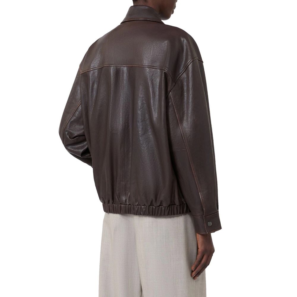 Max Mara Brown Lambskin Leather Jacket