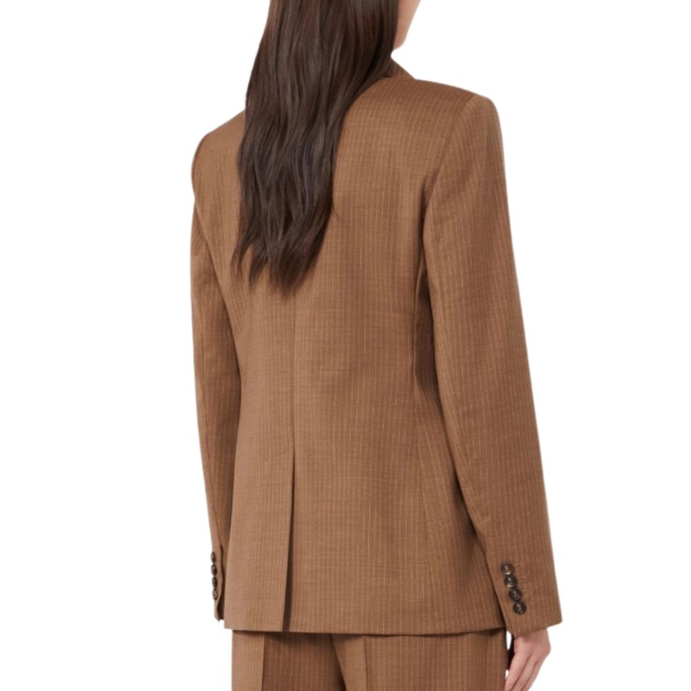Max Mara Blazer Marrone Doppiopetto in Lana Vergine