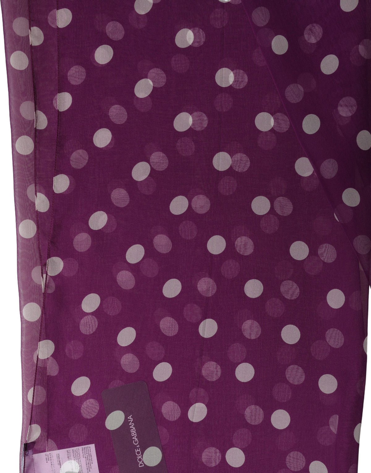 Dolce & Gabbana Purple-White Silk Stole with Polka Dots