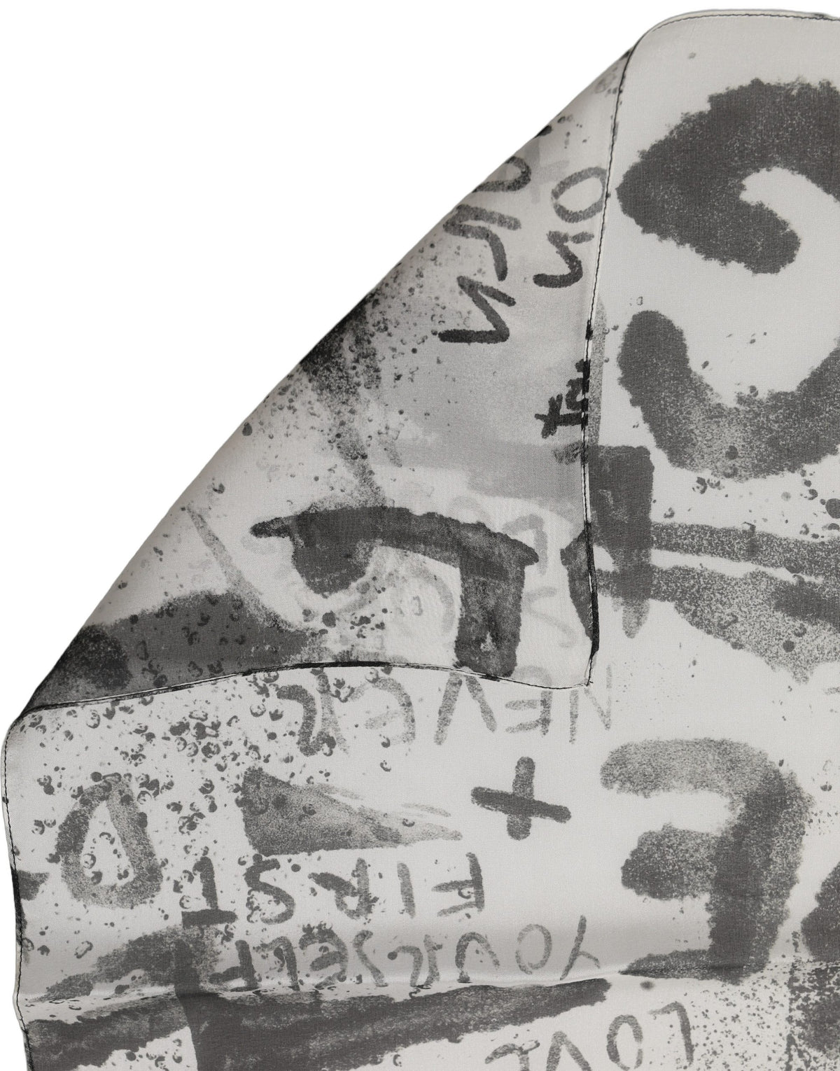Dolce & Gabbana Stola Bianca in Seta con Stampa Graffiti