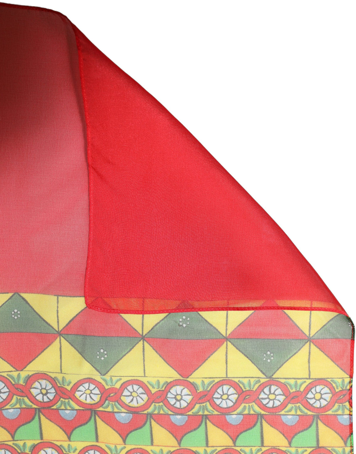 Dolce & Gabbana Stola Rossa in Seta con Stampa Geometrica