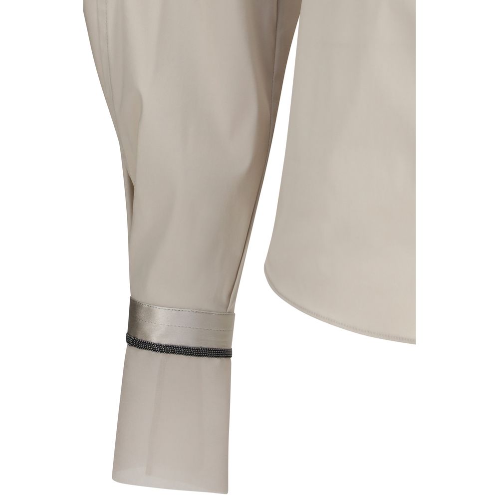 Camicia in cotone beige di Brunello Cucinelli