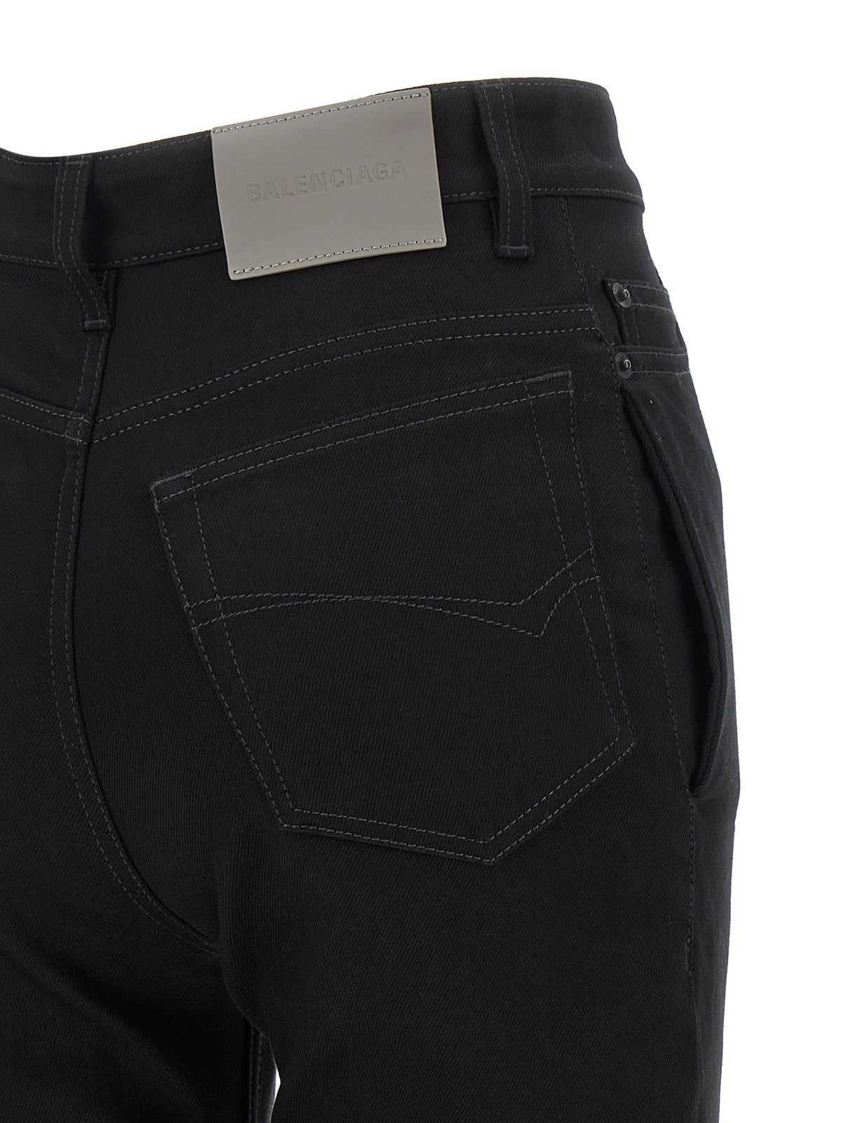 Jeans Balenciaga neri a vita alta in elastan