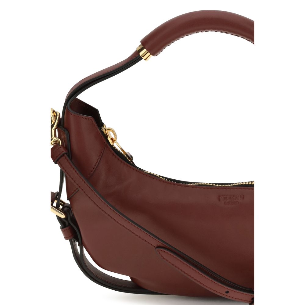 Borsa a tracolla Moschino in pelle di vitello bordeaux