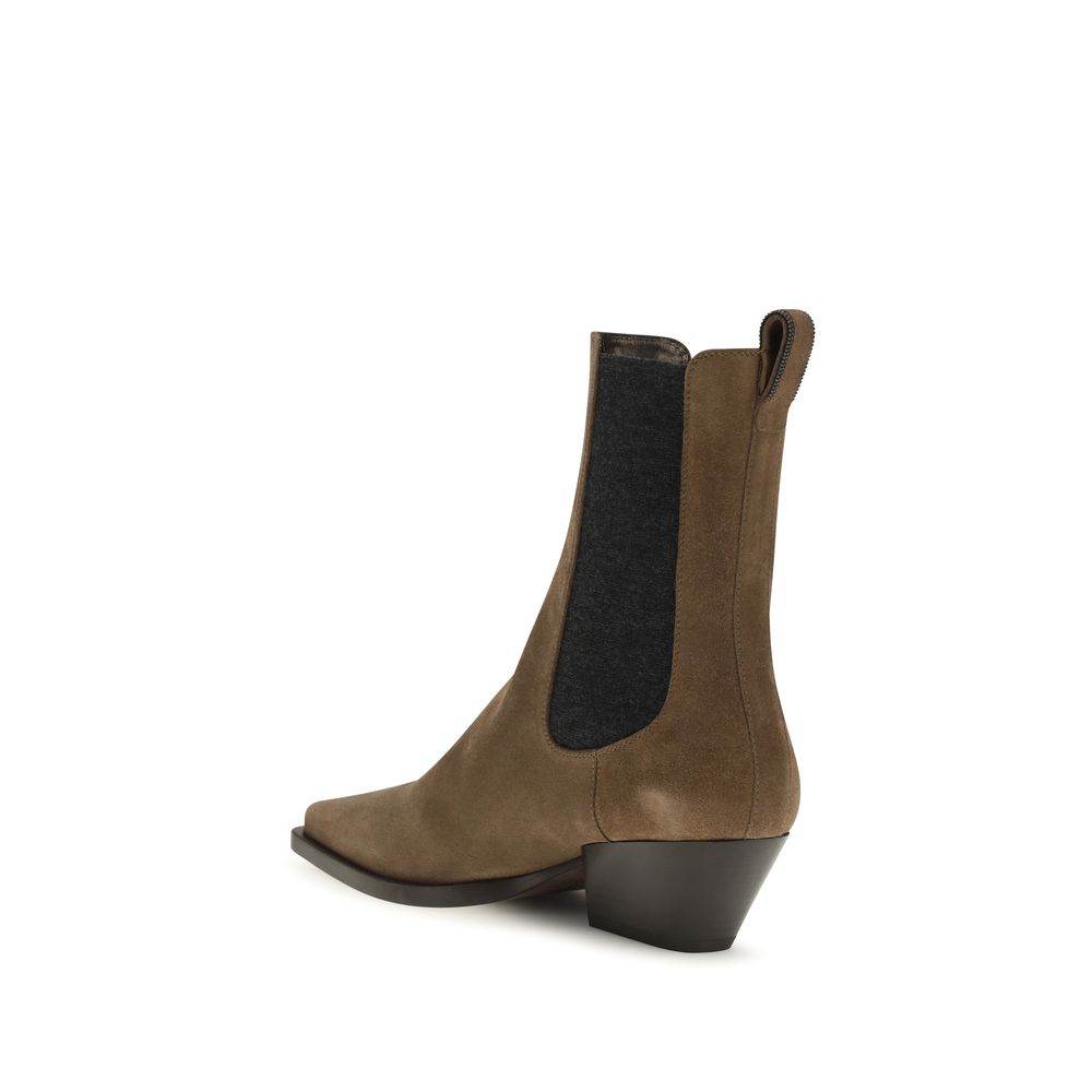 Brunello Cucinelli Brown Ankle Boots aus Calf Leather