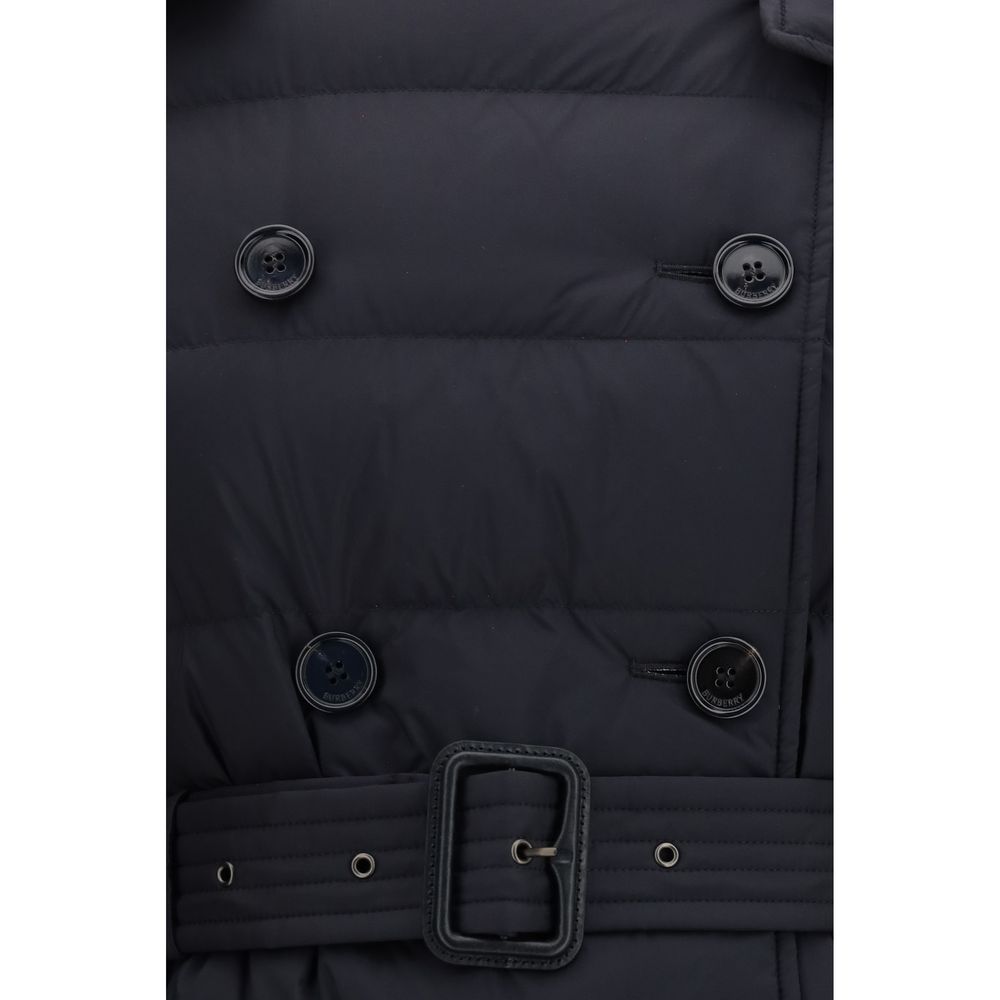 Burberry Mantel aus Leder in Schwarz
