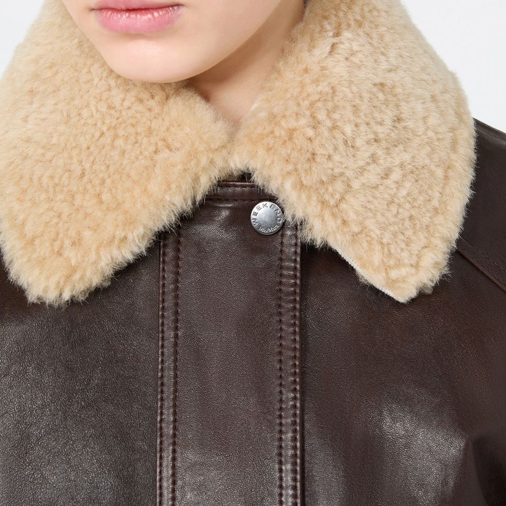 Max Mara Bomber Marrone in Pelle di Agnello