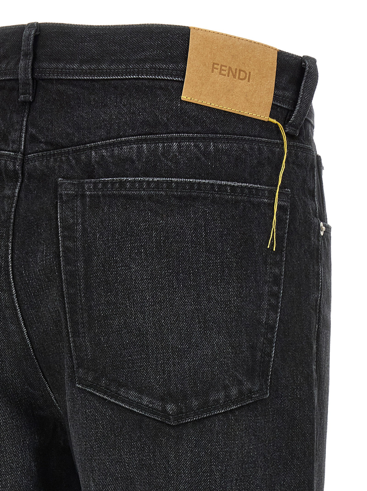 Fendi Jeans aus Leder in Schwarz
