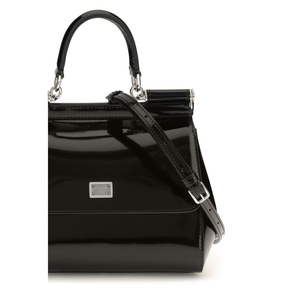 Dolce & Gabbana Sicily Handtasche aus schwarzem Kalbsleder – Ansicht 4 | Arca Lucia