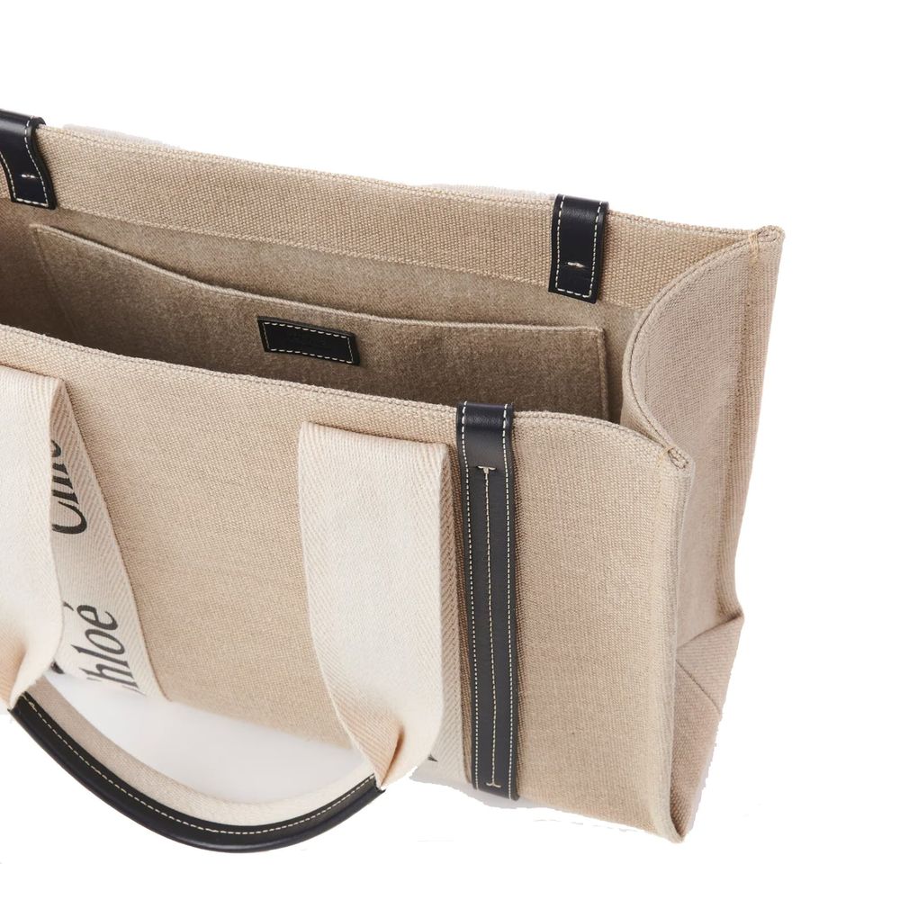 Chloé Beige Leinen-Tragetasche – Ansicht 4 | Arca Lucia