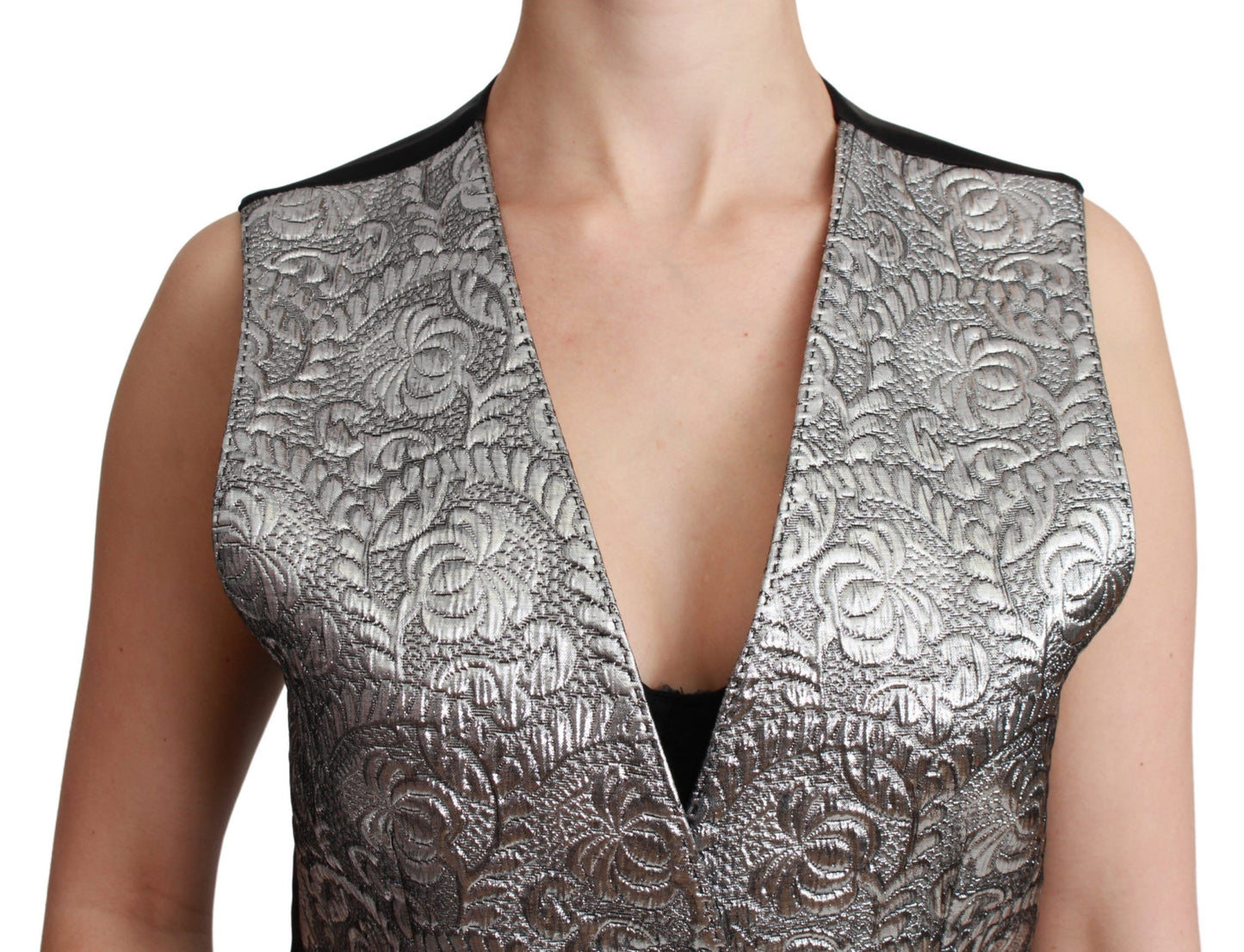 Dolce & Gabbana Ärmelloses Top aus Silberbrokat