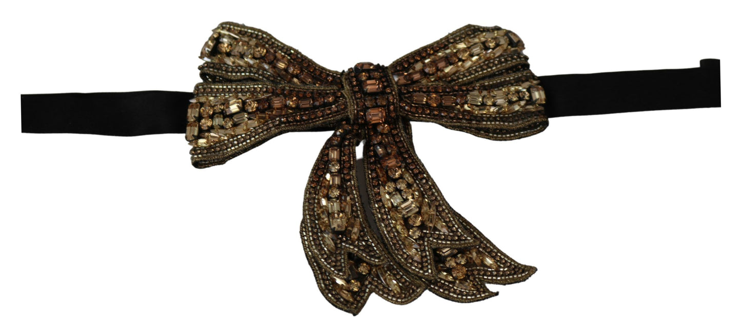 Dolce & Gabbana Goldfarbene Seide mit Strassverzierung Damen Fliege