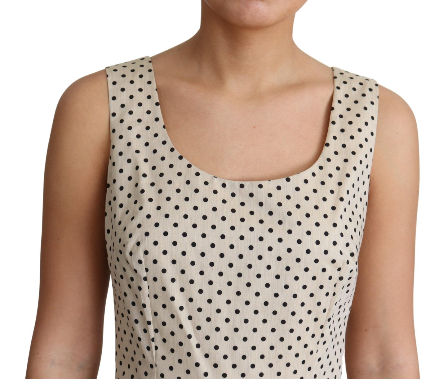 Dolce & Gabbana Beige gepunktetes Kleid aus Baumwolle in A-Linie