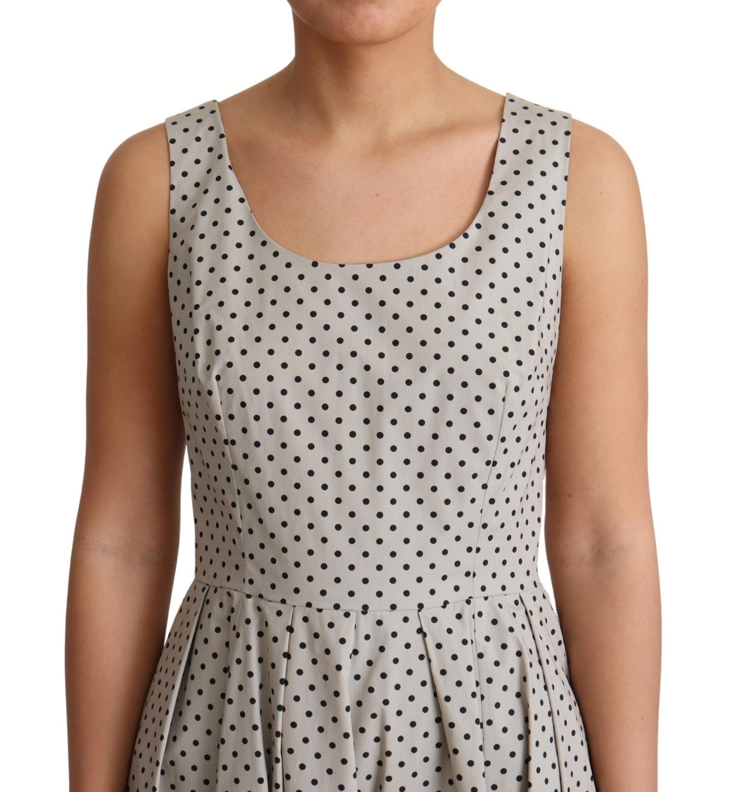 Dolce & Gabbana Beige gepunktetes Kleid aus Baumwolle in A-Linie