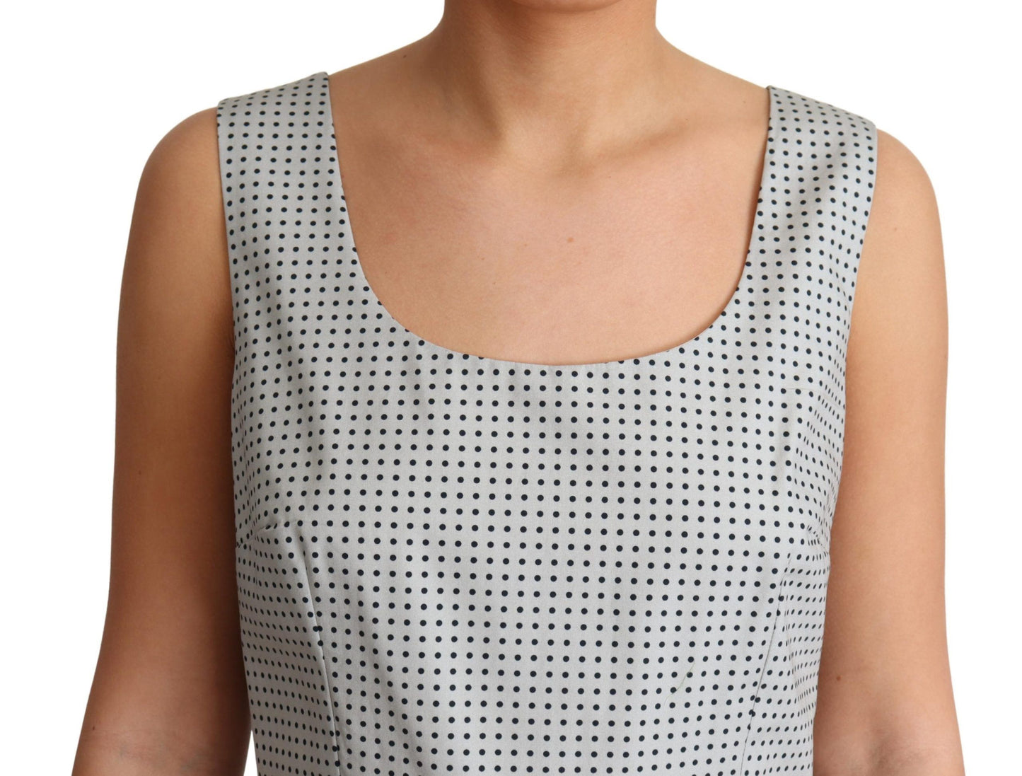 Dolce & Gabbana Graues gepunktetes A-Linien-Kleid aus Baumwolle