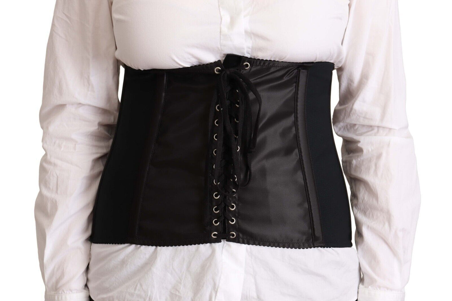 Dolce & Gabbana Schwarzes Korsett Gürtel Stretch Taille Riemen Top