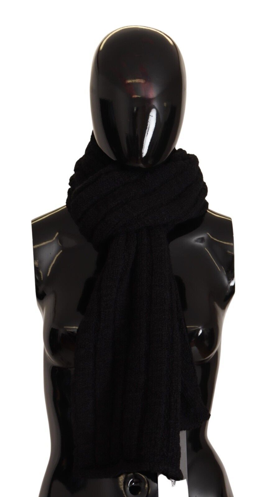 Dolce & Gabbana Schwarzer Schurwolle gestrickter Unisex-Wärmer-Schal
