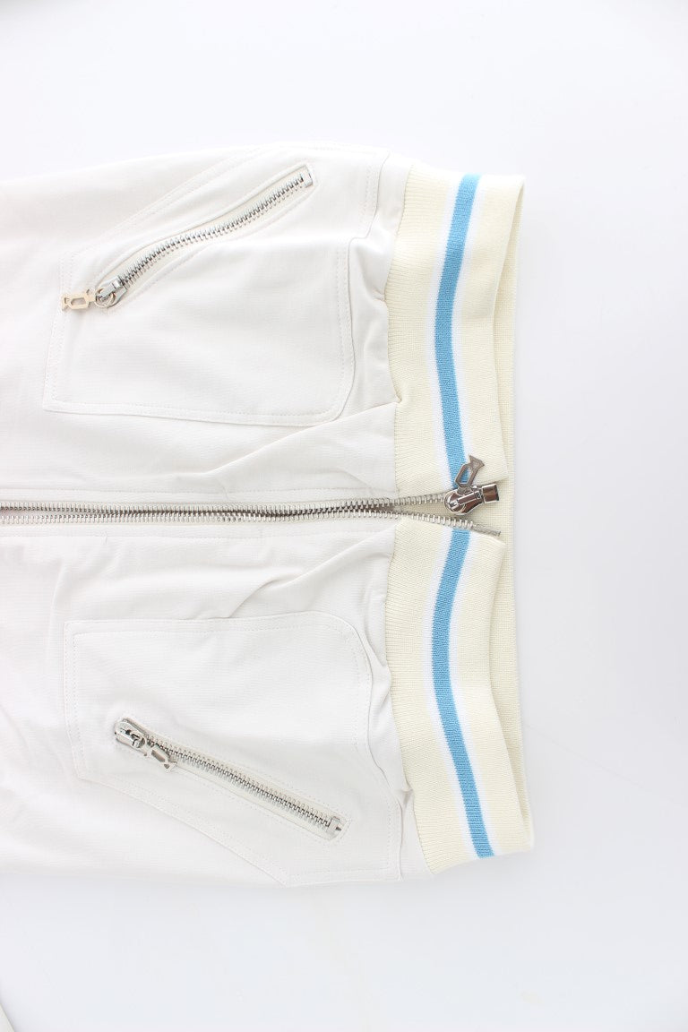 John Galliano Weißer Mock Zip Cardigan Sweatshirt Pullover