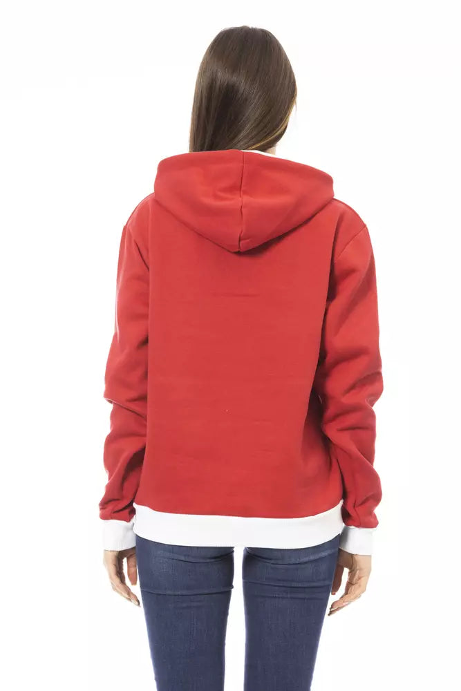 Baldinini Trend Roter Baumwoll-Kapuzenpullover für Damen