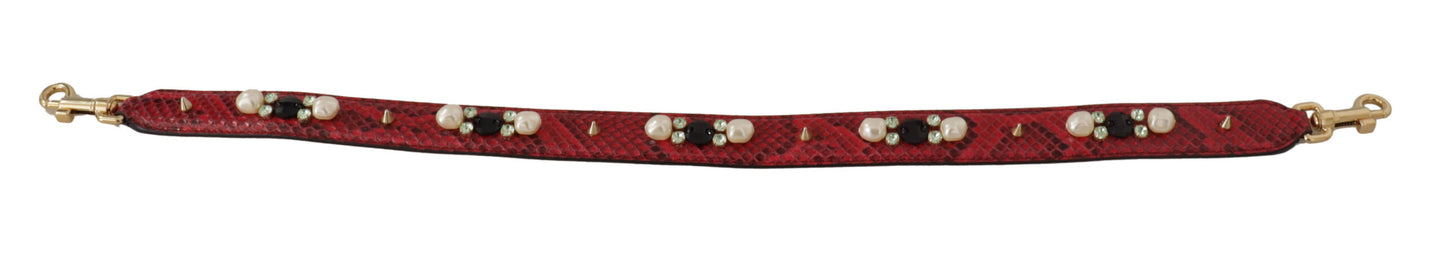Dolce & Gabbana Rote exotische Ledertasche mit Kristallen Schulterriemen