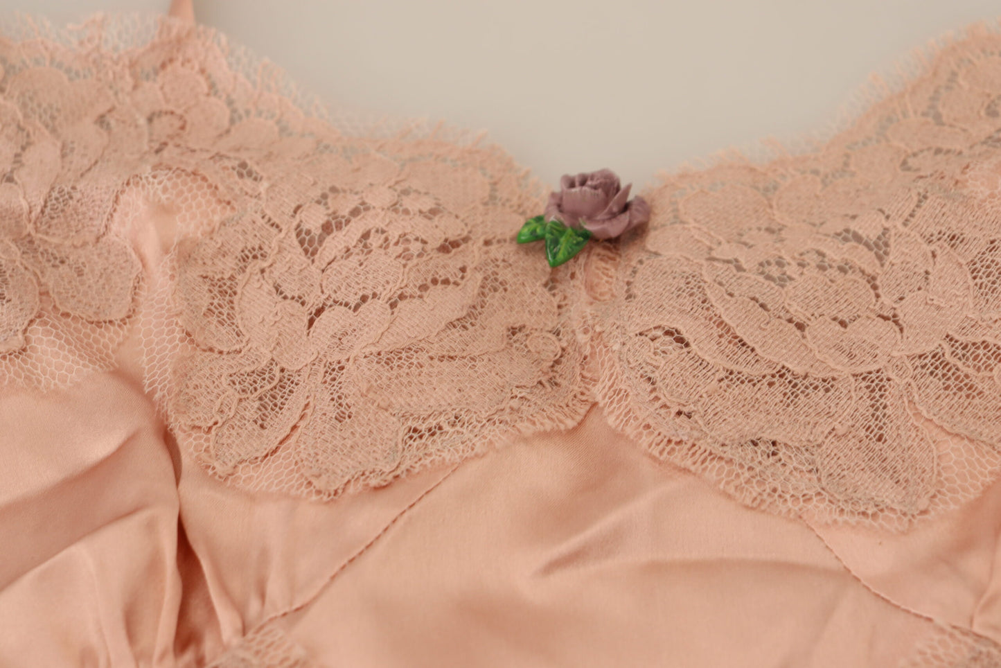 Dolce & Gabbana Rosa Satin Spitze Rosen Tank Top Lingerie