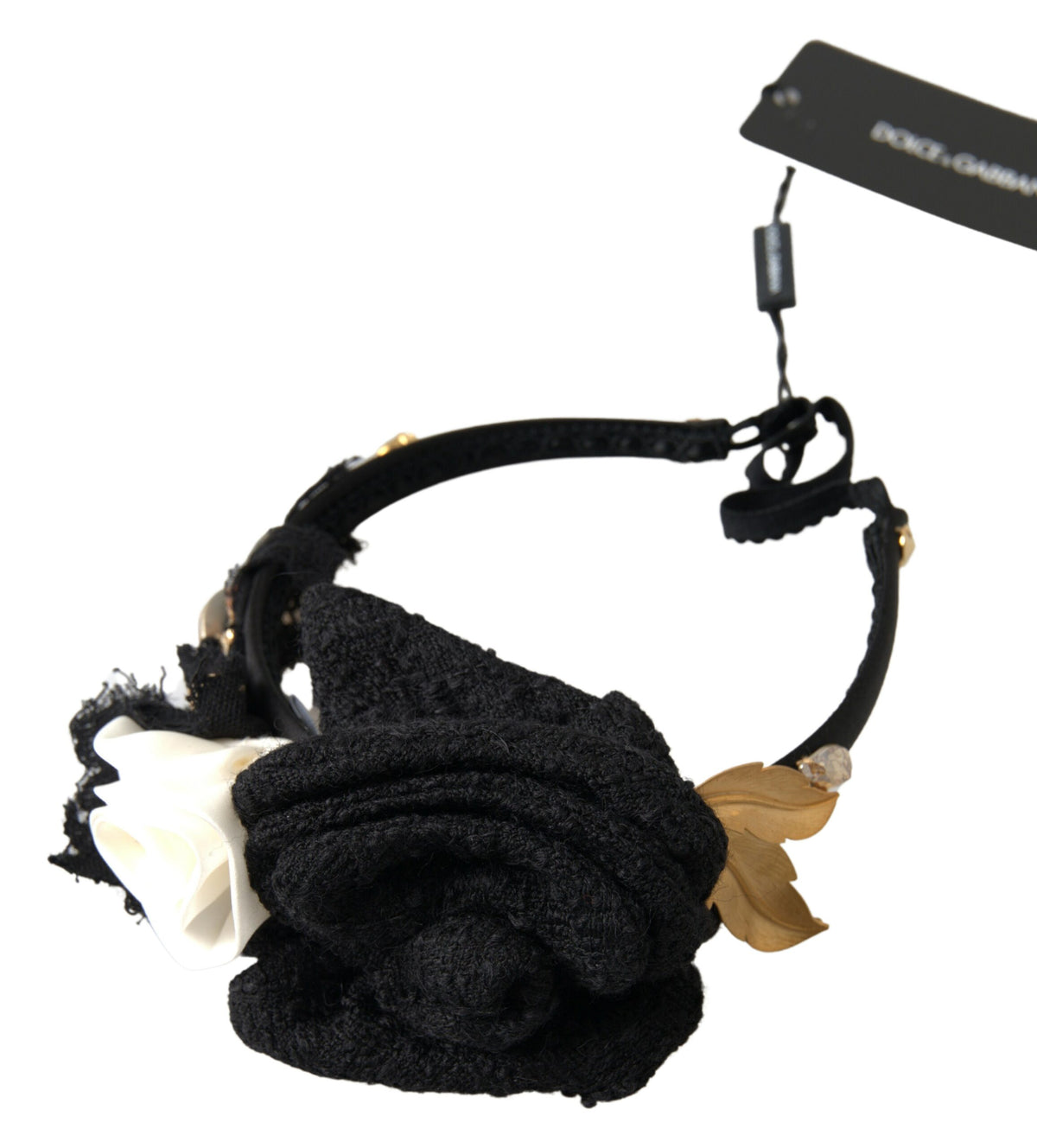 Dolce & Gabbana Cerchietto con cristalli nero in seta e lana e cotone