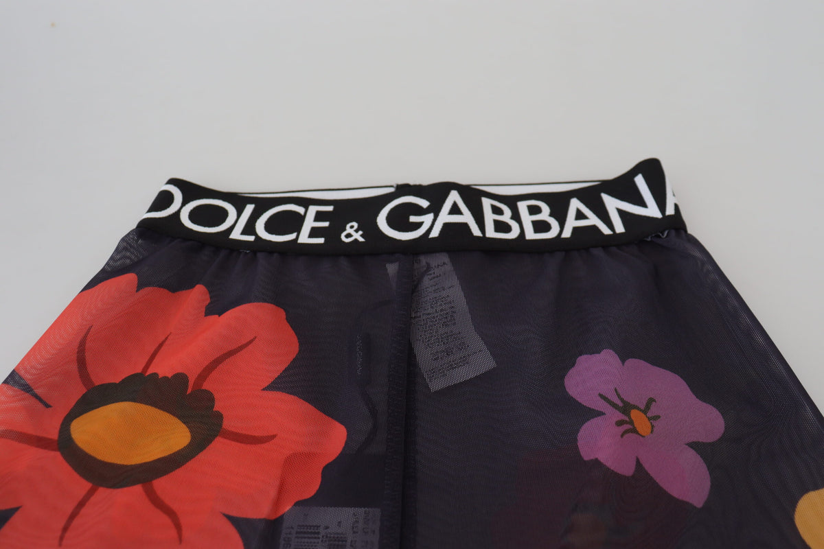 Dolce & Gabbana Schwarze Leggings mit Blumenmuster und Stretch-Taille – Produktansicht 4 | Arca Lucia