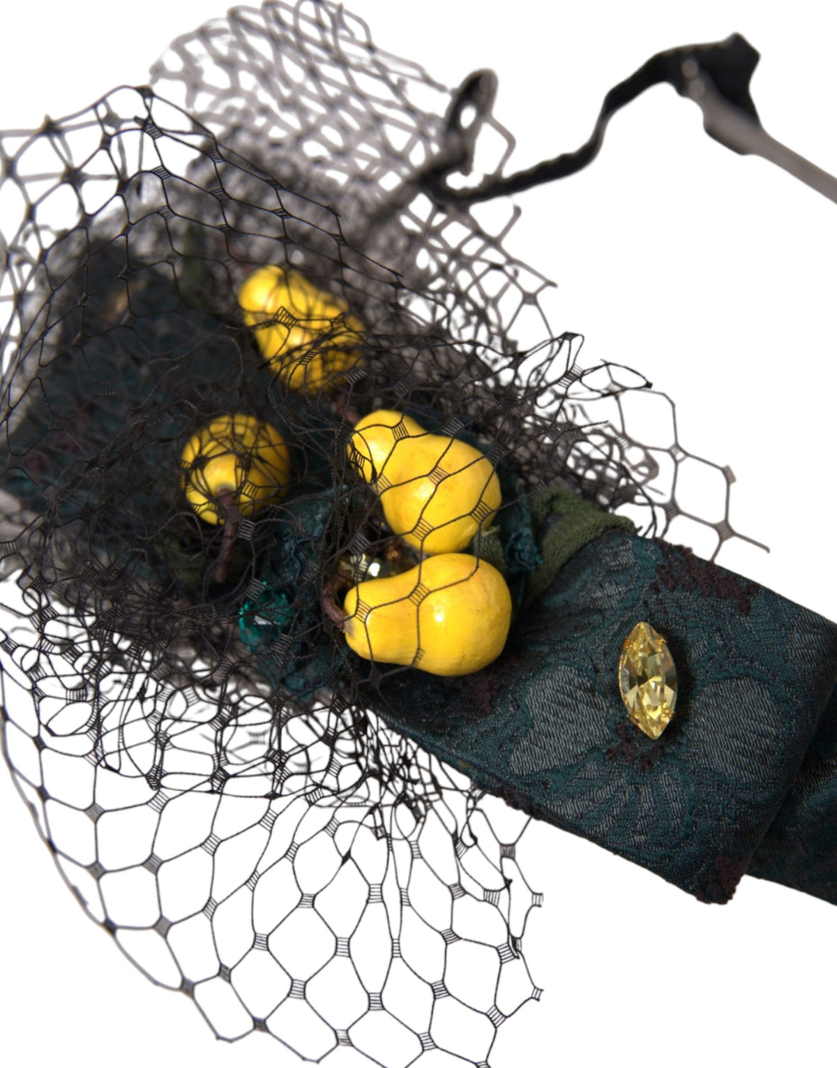 Dolce & Gabbana Cerchietto diadema nero Sicily con limoni e cristalli viola