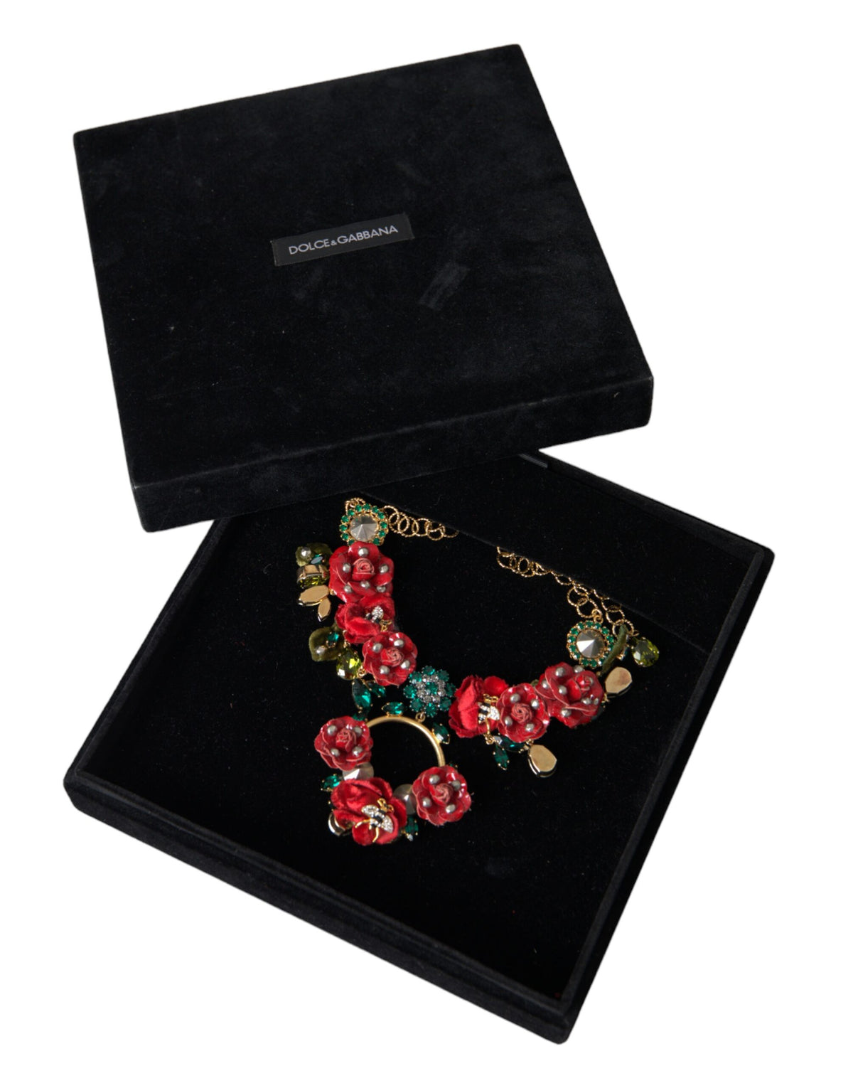 Dolce & Gabbana Goldfarbene Halskette mit Kristallanhänger