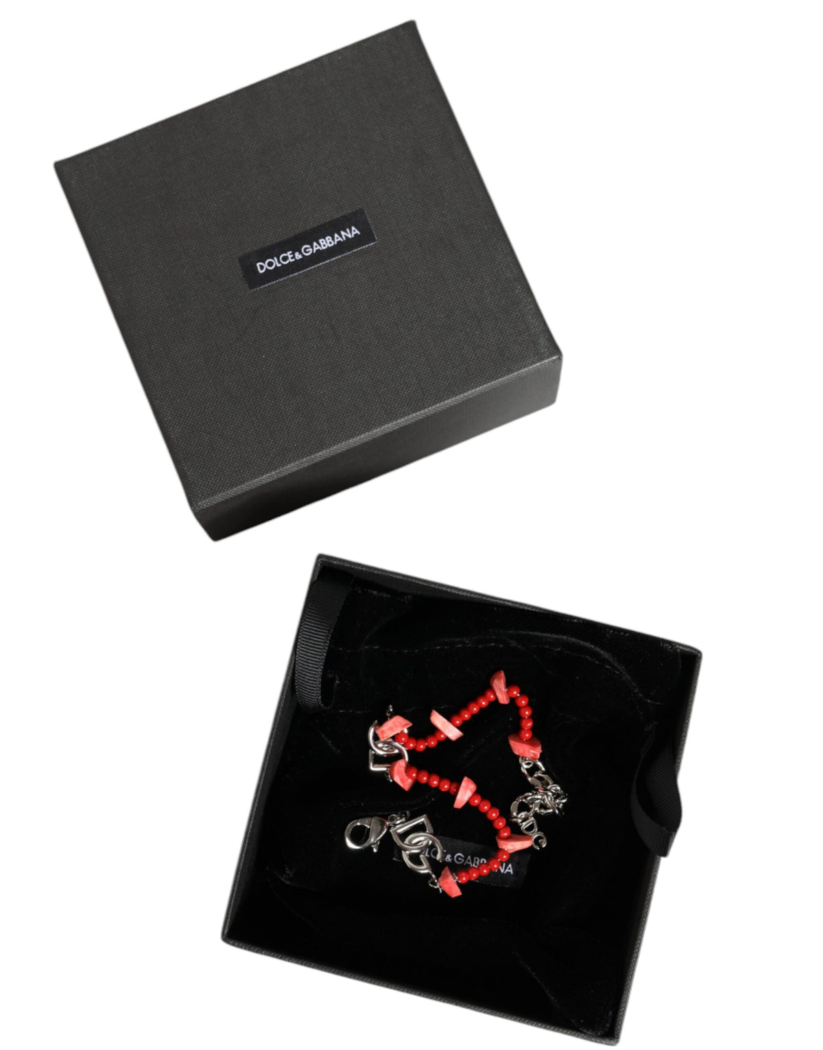 Dolce & Gabbana Bracciale con catena con logo, colore argento, in ottone e argento