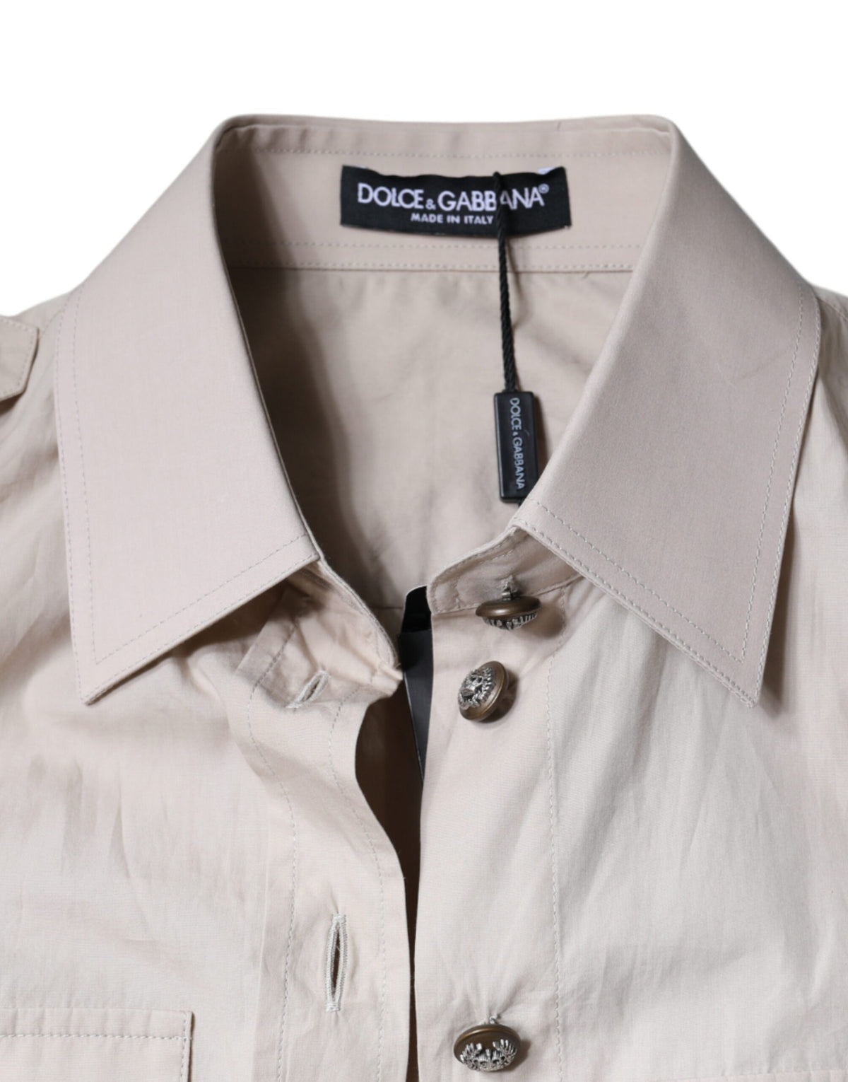 Dolce & Gabbana Beiges Langarmhemd aus Baumwolle