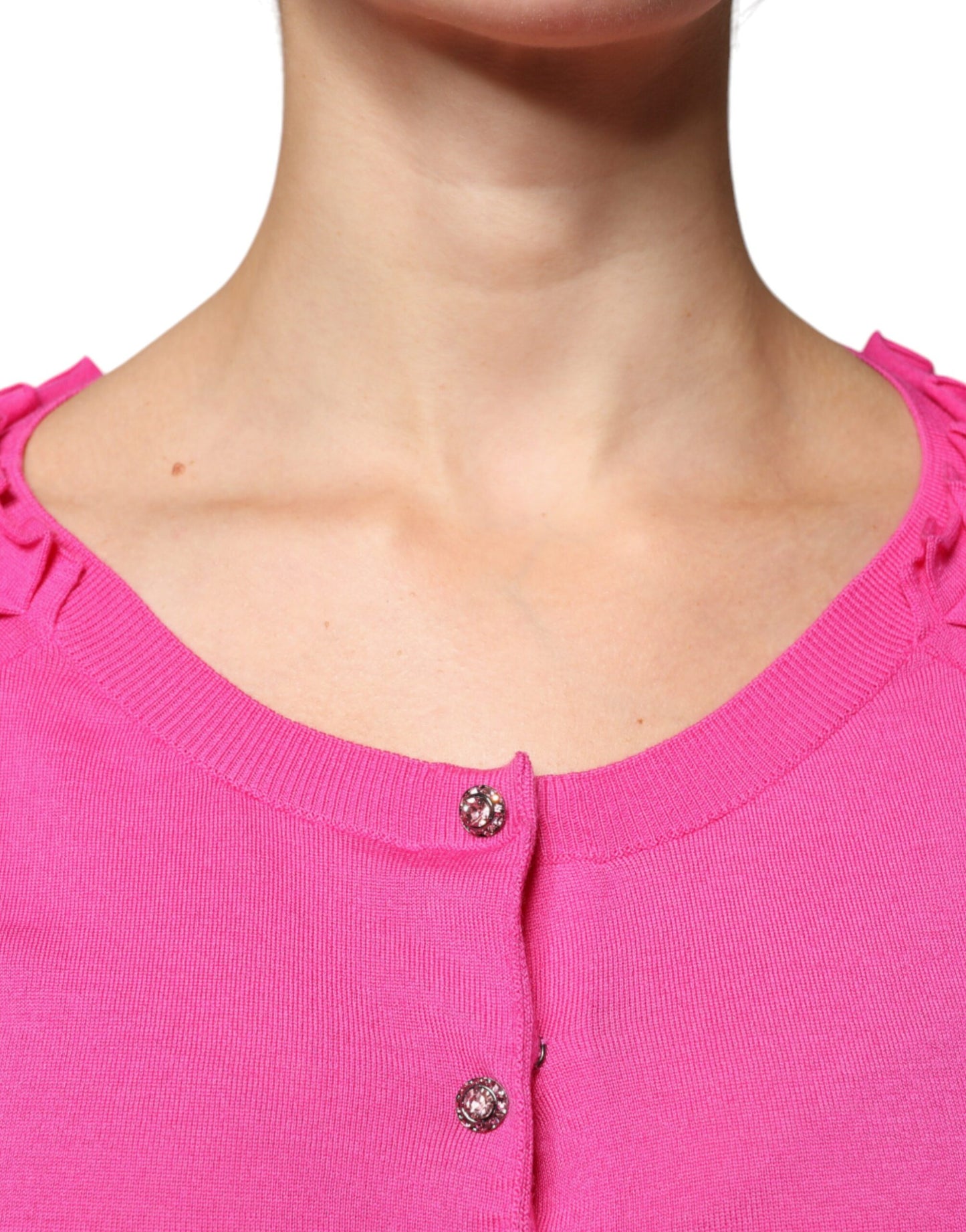 Dolce & Gabbana Rosa Wollstrickjacke mit Knopfleiste