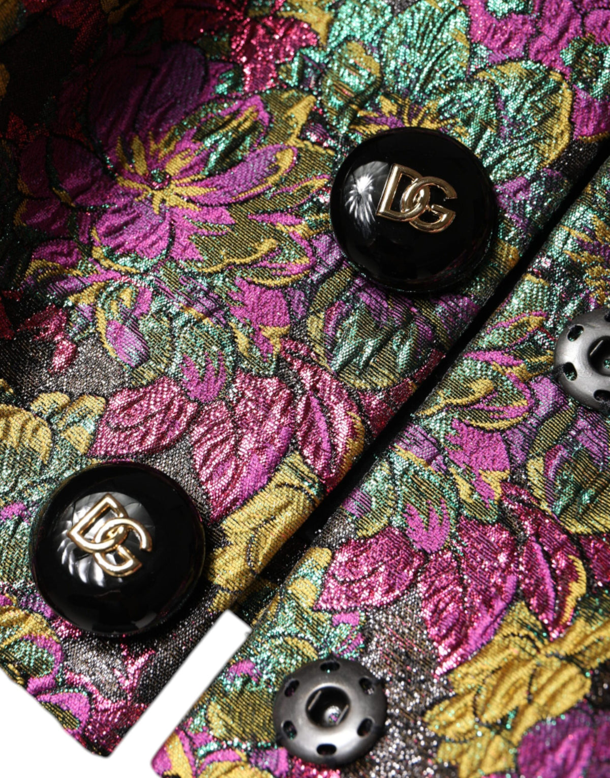 Dolce & Gabbana Mehrfarbige Cropped Jacquard-Jacke mit Blumenmuster